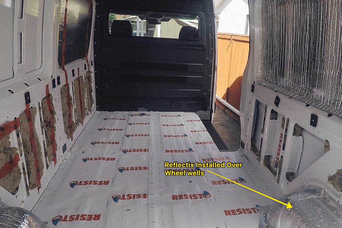 Reflectix Insulation and Moisture Barrier sprinter van floor