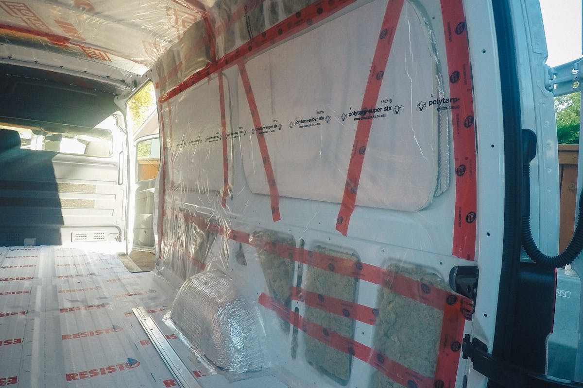 Vapor barrier and Insulation sprinter van flooring