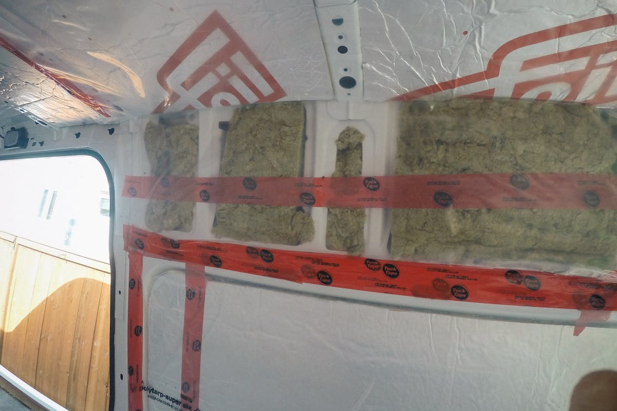 Upper Roxul Insulation sprinter van insulation