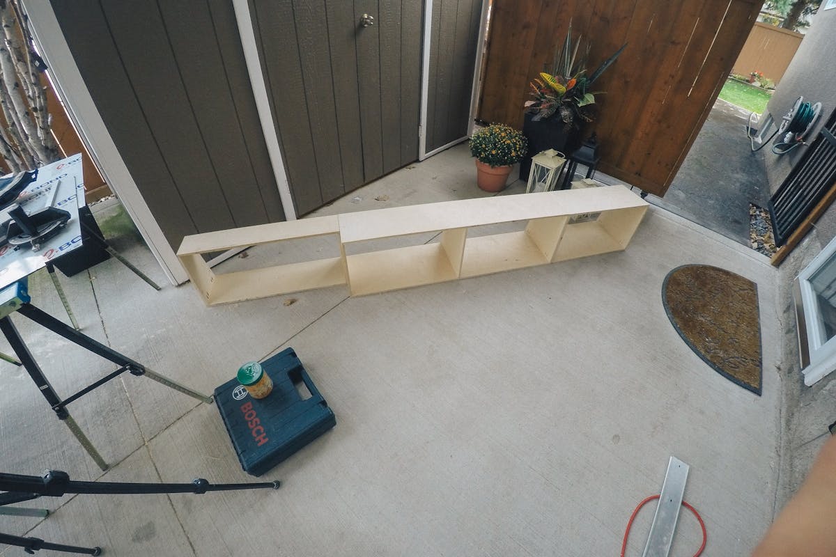 Starting to assemble the passenger upper cabinet sprinter van cabinets