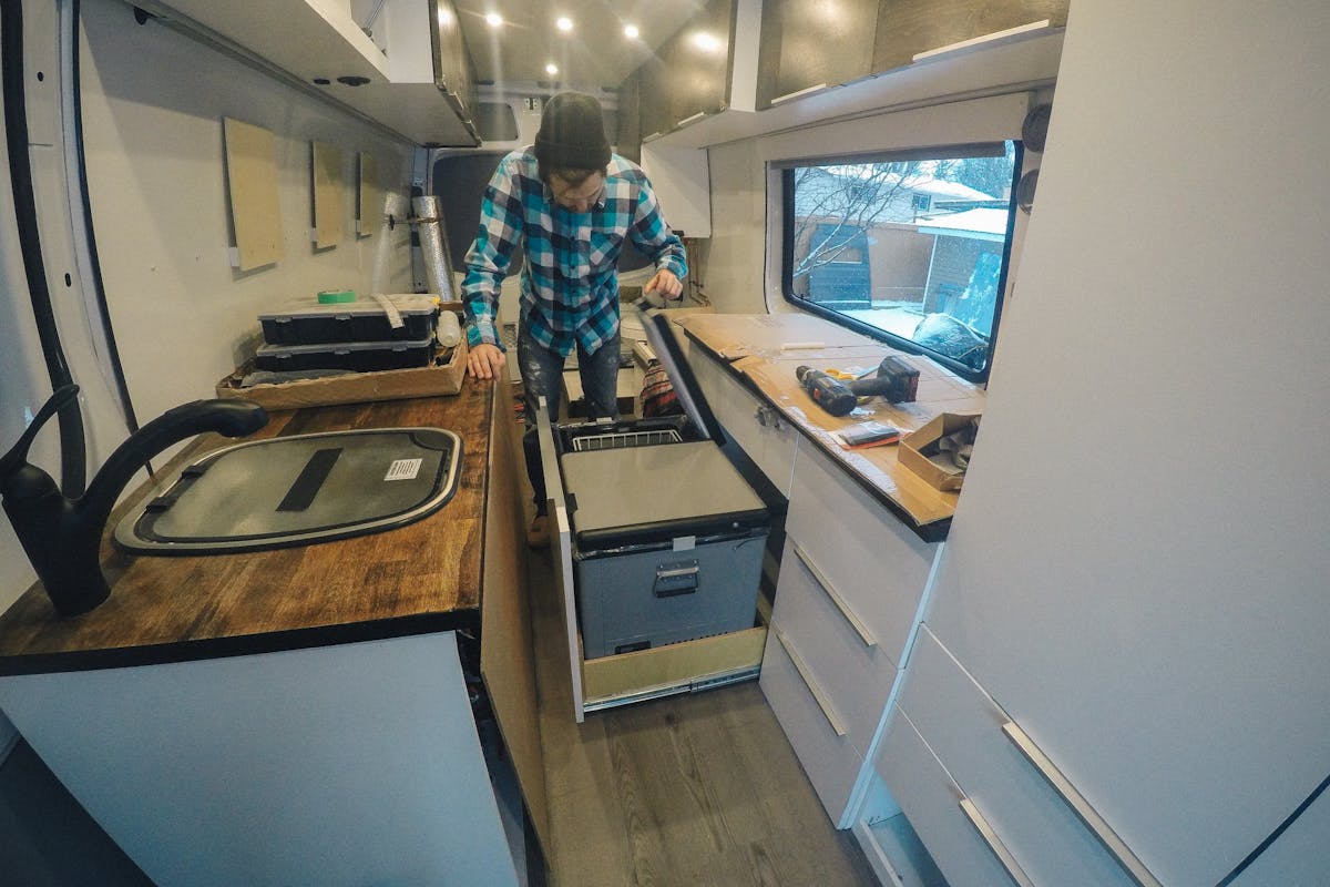 sprinter van fridge slide