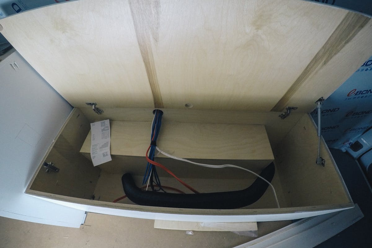 Electrical cabinet in the early beginning sprinter van electrical