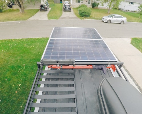 'Solar sprinter van rack and panels