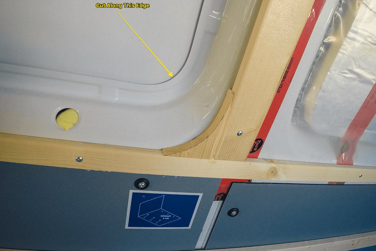 Wood trim on the inside of the window sprinter van window install