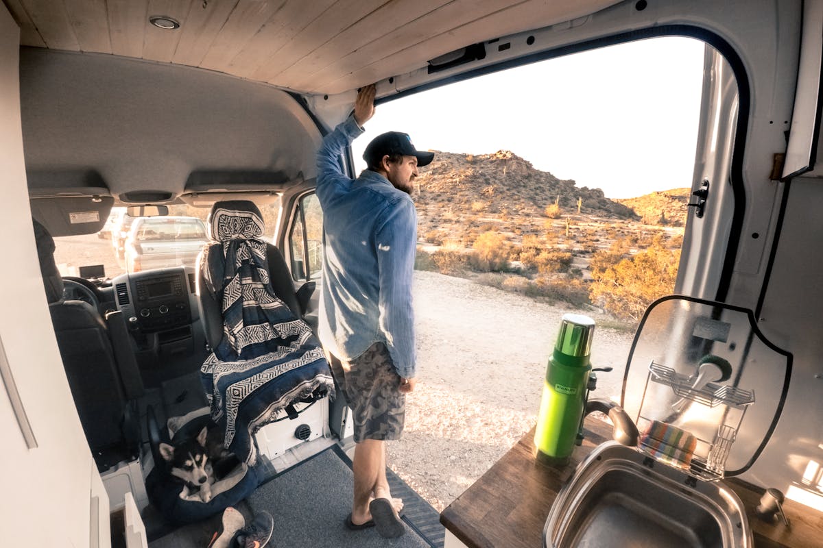 Converted Sprinter Van in the dessert