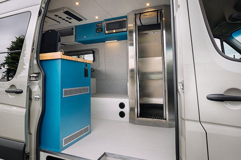 Aluminum Shower by Outside Van