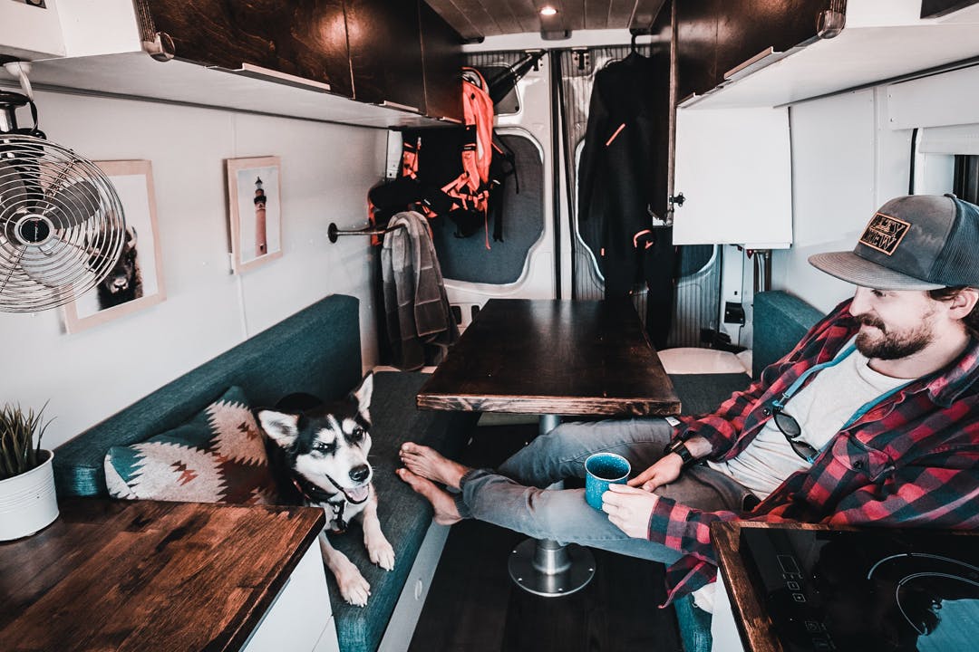 View of the van cabinets