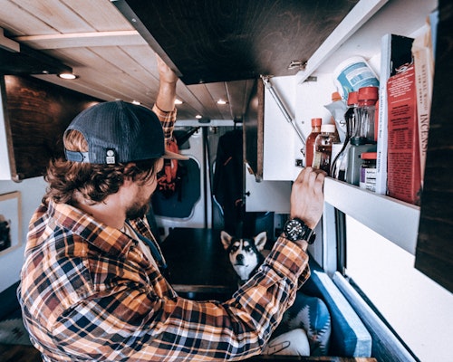 Upper cabinets in the van
