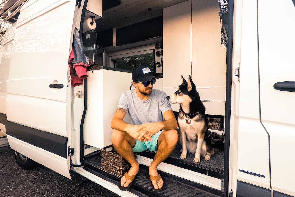 Van living with a dog