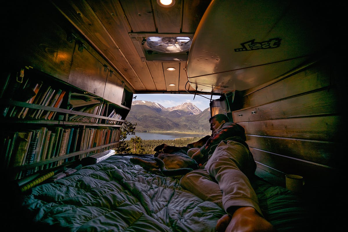 Book shelf in the van