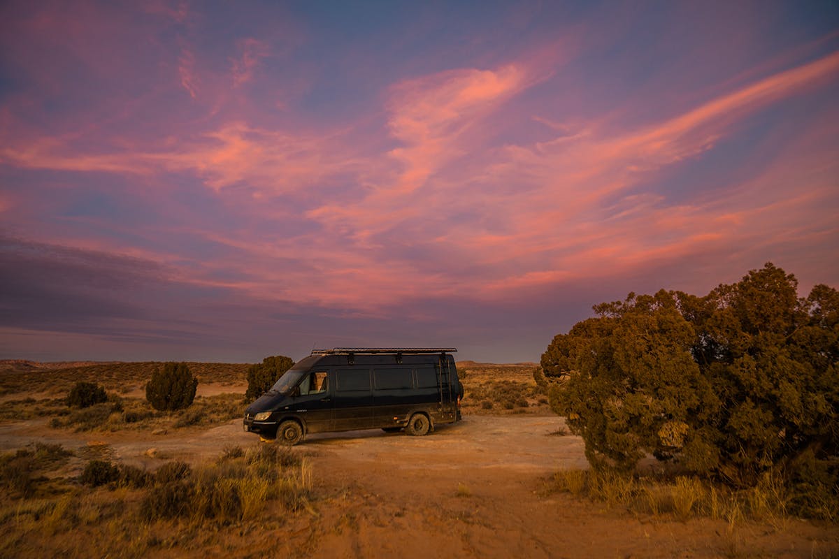 Landscape shot of the van