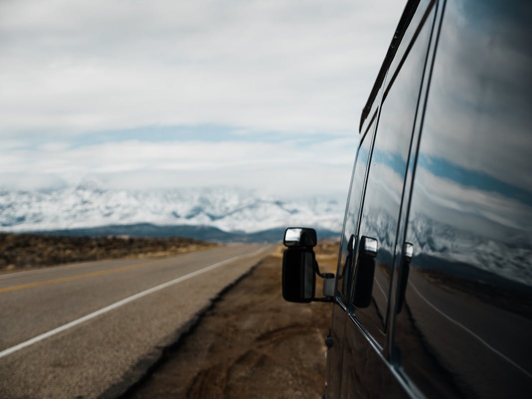 Landscape shot with the van