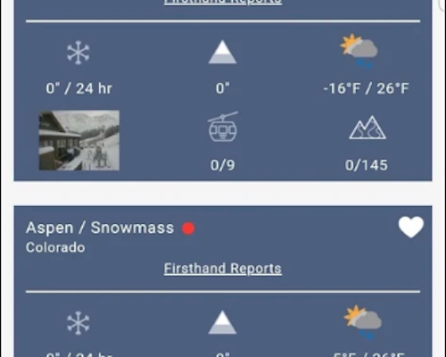 Screenshot of the OnTheSnow app