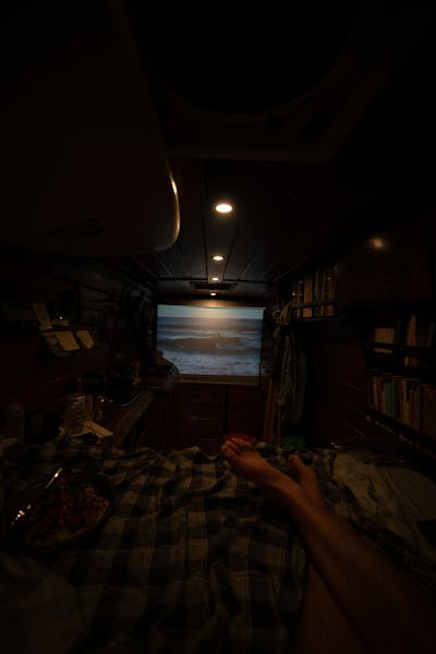 Watching movies from my projector.