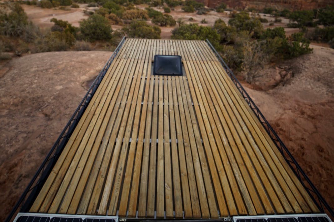 Roof rack on the van.