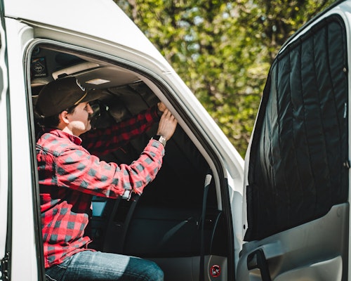 Sprinter Van Front Set Covers being Installed