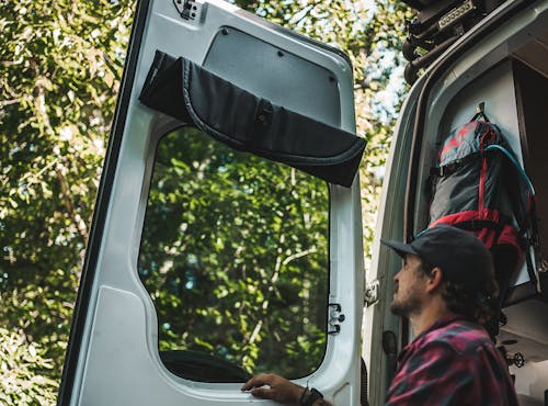 Rear Set Sprinter Van Window Covers Stored In Place
