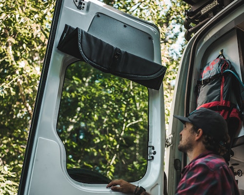 Rear Set Sprinter Van Window Covers Stored In Place